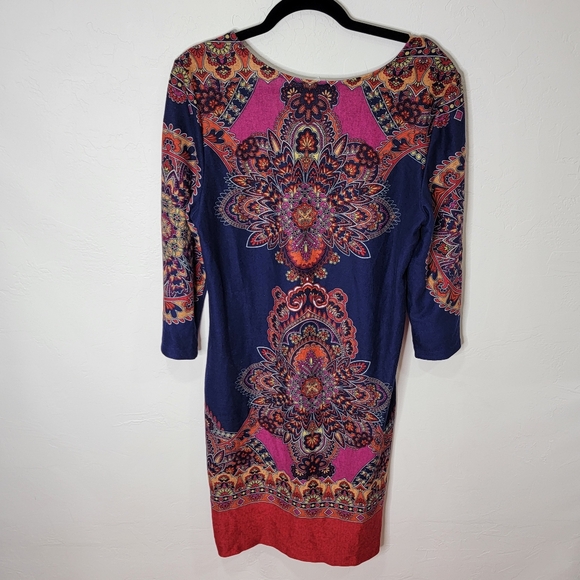 Venus Boho Print Dress w/ 3/4 Length Sleeves - Picture 2 of 6